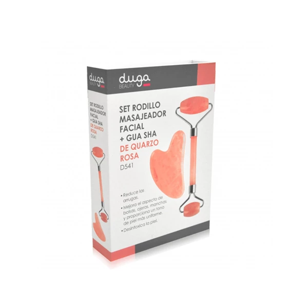 DUGA SET RODILLO MASAJ. FACIAL + GUA SHA DE CUARZO