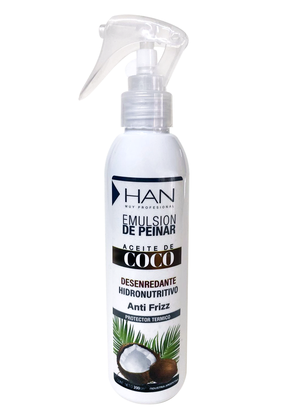 EMULSIÓN PARA PEINAR COCO X 200 — Han. Producto profesional de peluquería.