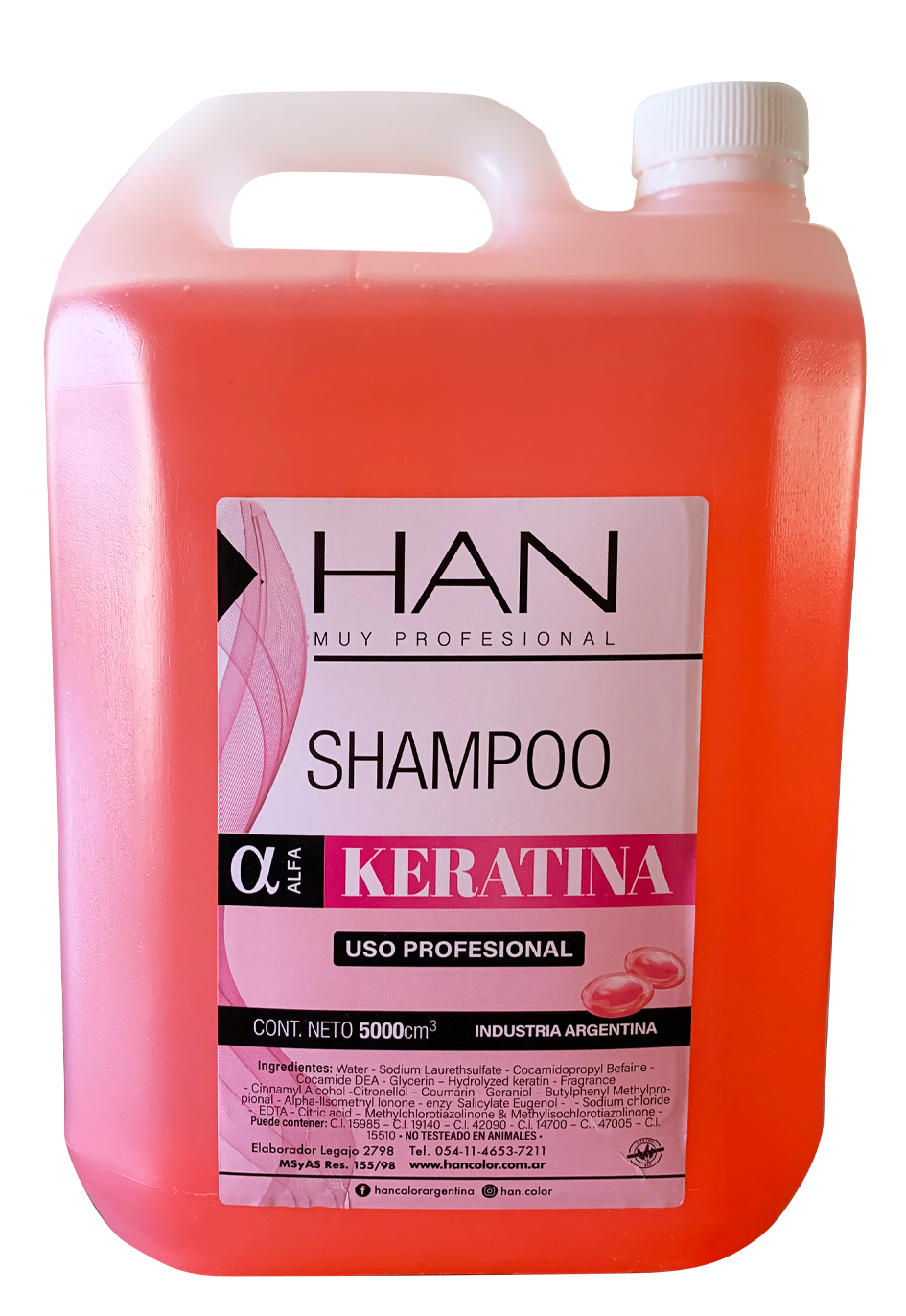 SHAMPOO KERATINA X 500 — Han. Producto profesional de peluquería.