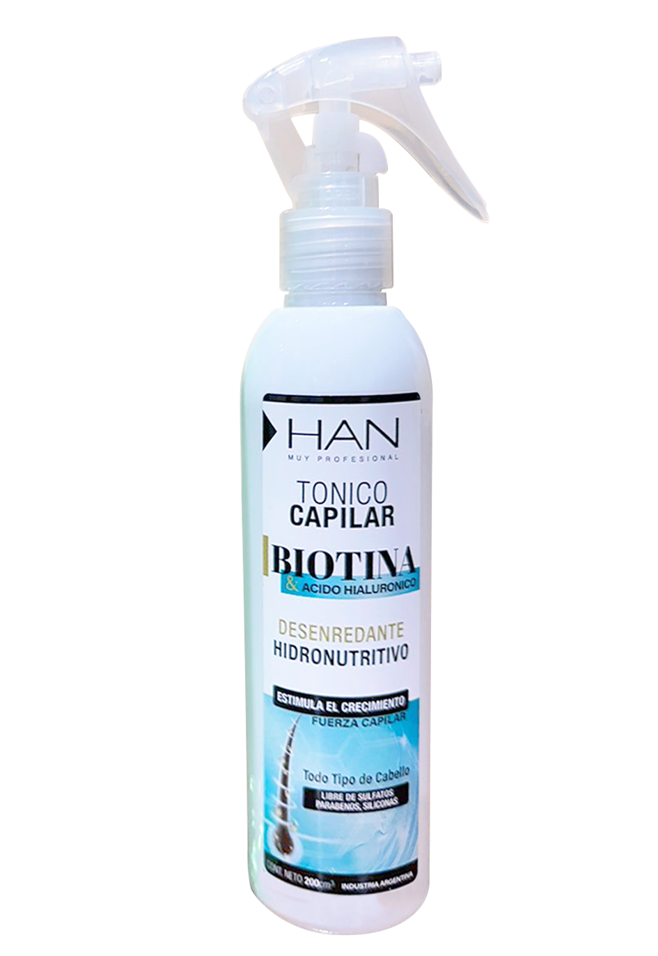 TÓNICO CAPILAR BIOTINA Y AC HIALURÓNICO X 200 — Han. Producto profesional de peluquería.