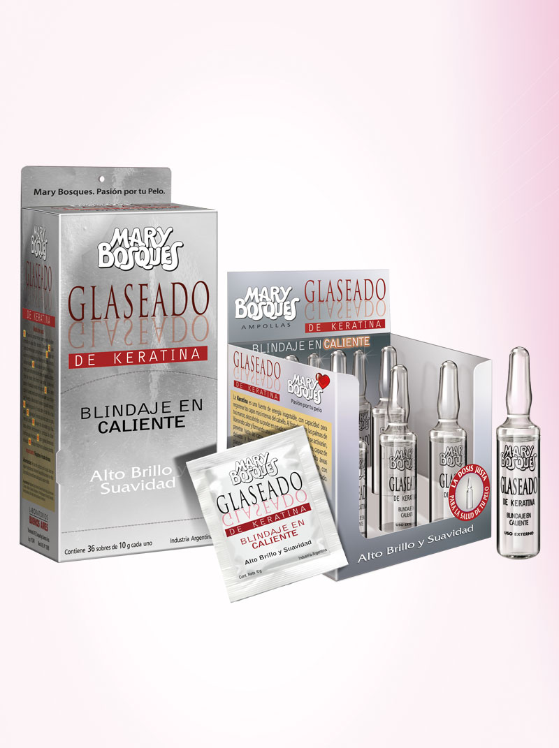 Glaseado de Keratina-blindaje en caliente-sobre x 10 g.-caja x 36 u.- — Mary Bosques. Producto profesional de peluquería.