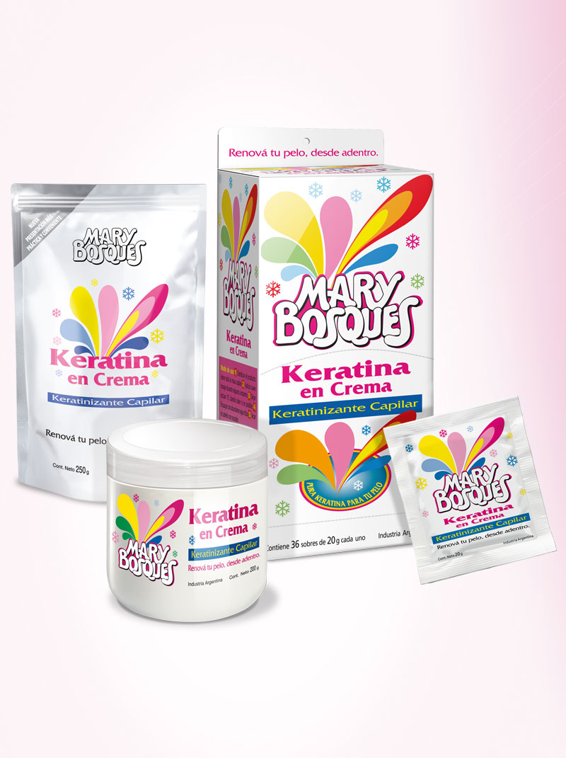 Keratina en Crema-keratinizacion capilar-sobre x 20 g. — Mary Bosques. Producto profesional de peluquería.
