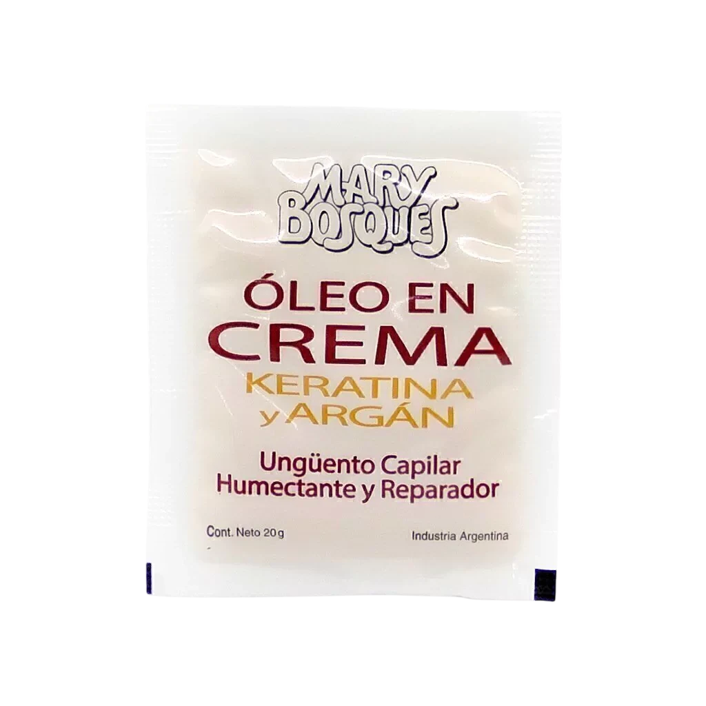 Oleo Keratina y Argan EN CREMA-ungüento capilar-sobre x 20 g — Mary Bosques. Producto profesional de peluquería.