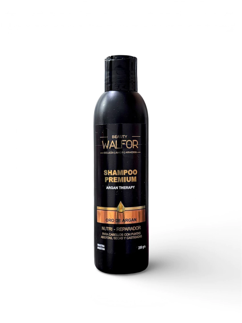 Shampoo Premium Oro de Argan 200 — Walfor. Producto profesional de peluquería.